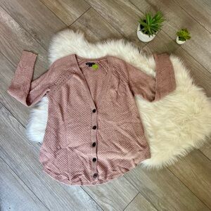 AMERICAN EAGLE | Dusty Pink Mauve Button Up Woven Cardigan Pockets! (L)